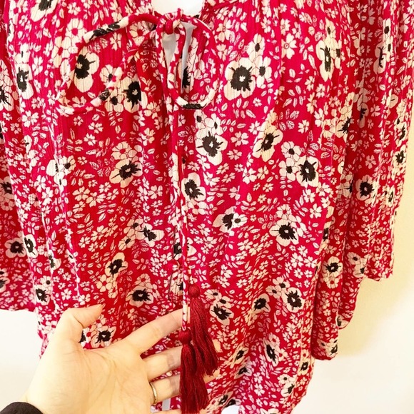 Zara Floral Print Kimono Sleeve Peasant Top XS - Picture 6 of 15